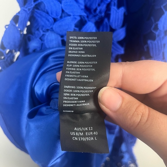 Bardot Gemma Halter Lace Sheath Dress in Cobalt size 8 lace midi - Picture 10 of 10